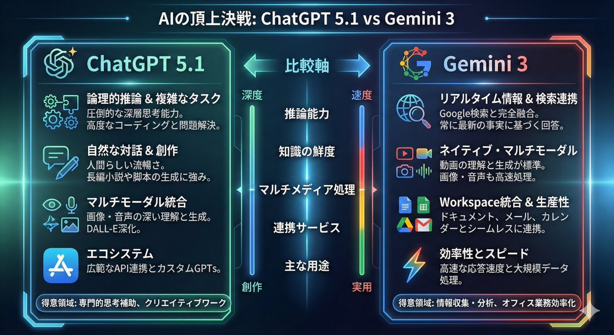 Infographic comparing ChatGPT 5.1 and Gemini 3 - Image 1