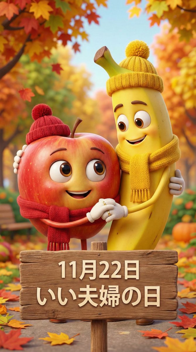 Anthropomorphized apple and banana couple - Image 1
