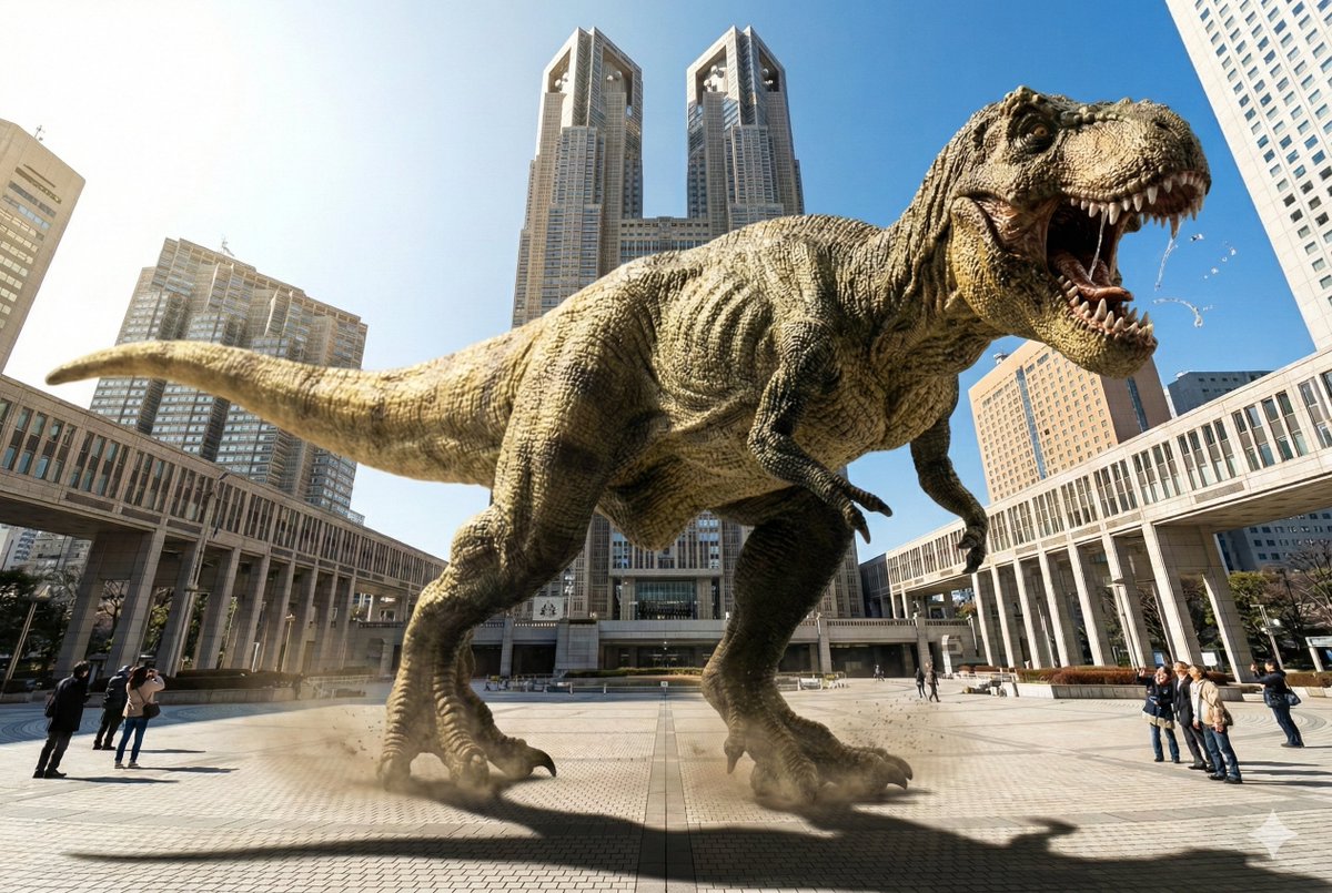 Dinosaur appearing in front of Tokyo Metropolitan Government Building - Image 4