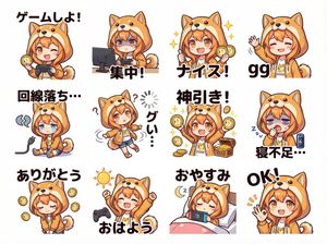 Design 12 LINE stickers themed around a deformed, cute Shima-enaga bird. Vary the poses and text layout so the designs are unique and div...
