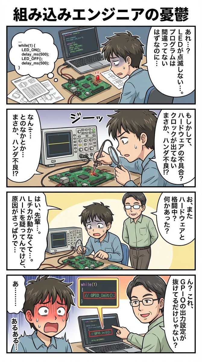 4-panel comic about embedded engineer struggles - Image 1