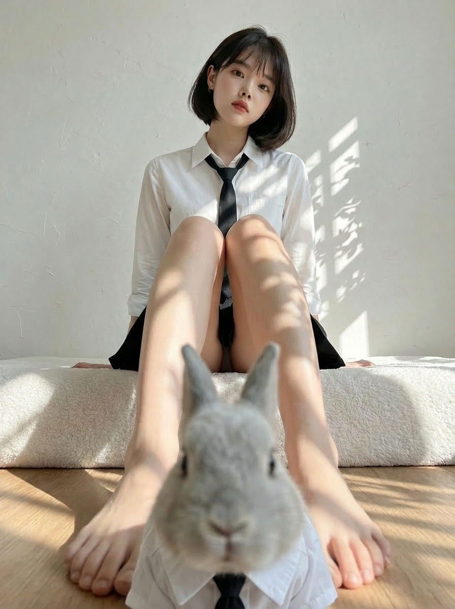 Rabbits wearing identical clothes - Image 1