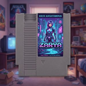 Analyze my bio and come up with a video game that would be me if I was a video game. Make a NES cartridge closeup with a blurred backgrou...