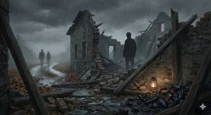 Create a single cinematic illustration that visually represents the following poem, capturing its emotions, metaphors, and atmosphere: [p...