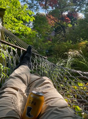 Physicist on a hammock, with a glass and an S.P.A. Only legs, without shoes and trees and vegetation are shown.

Author: Lautaro Vergara ...