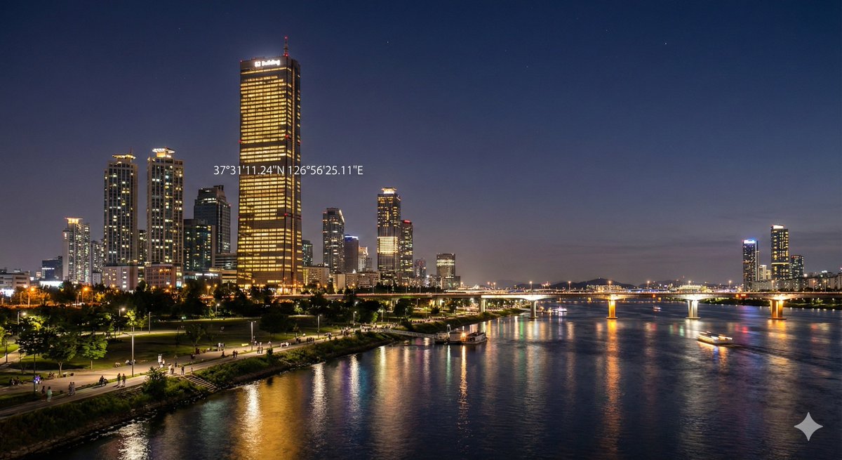 Night view of skyscraper via coordinates - Image 1