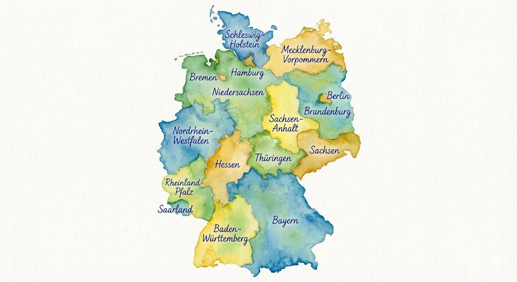 Watercolor map of Germany with labeled states - Image 1