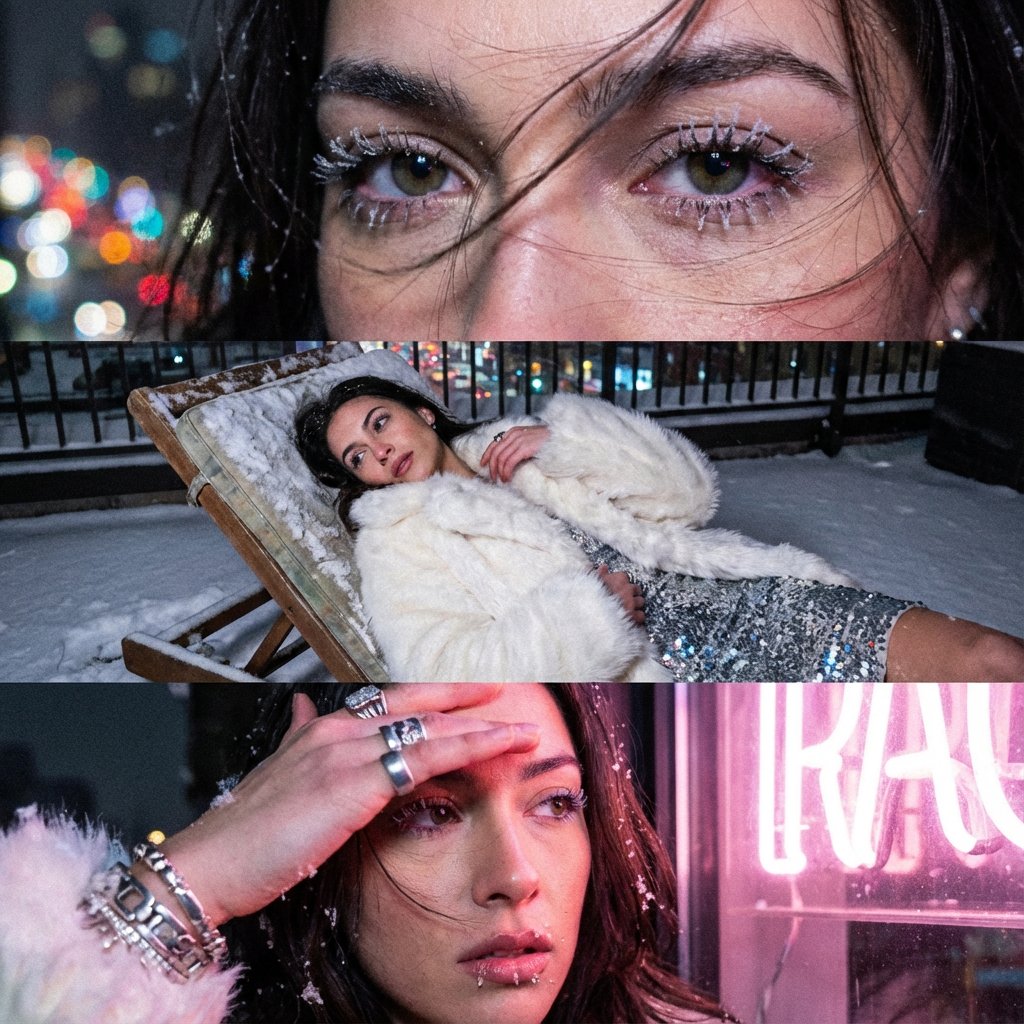 Structured rooftop winter portrait (JSON) - Image 1