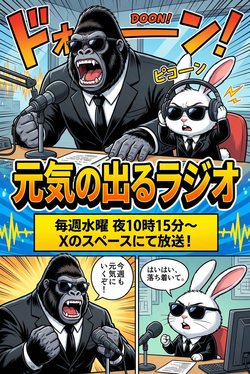 Ad manga for a radio show with a gorilla and rabbit - Image 1