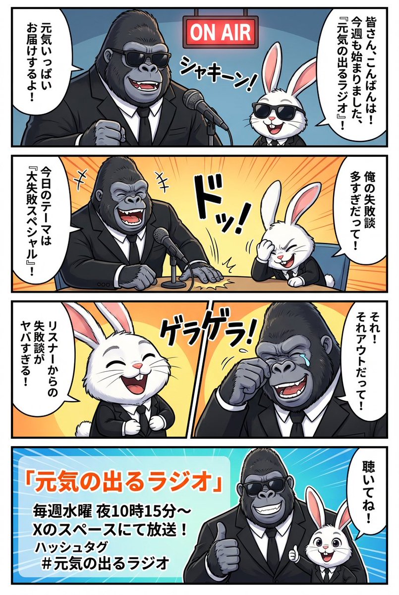 Ad manga for a radio show with a gorilla and rabbit - Image 3