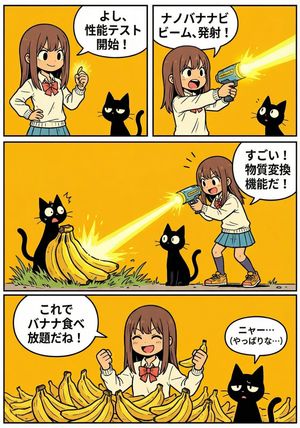Using this character, please draw a manga that introduces how amazing NanoBanana Pro is. Make the image’s aspect ratio match A4 size.

Au...