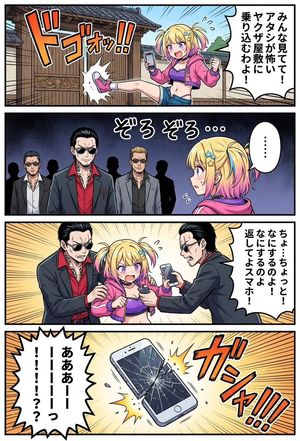 Create a 4‑panel manga with the girl in the first image, Hoshina, as the main character.
The story is that she barges into a mansion rumo...