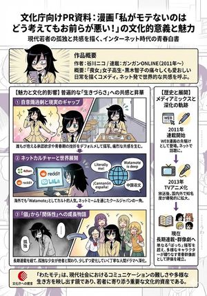 To be able to present at a meeting of the Agency for Cultural Affairs, please create an A4 single-page explanatory image, with illustrati...