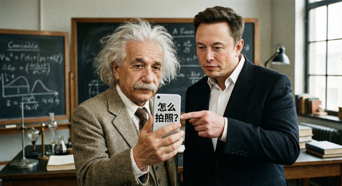 Einstein learning selfies from Elon Musk (Chinese) - Image 1