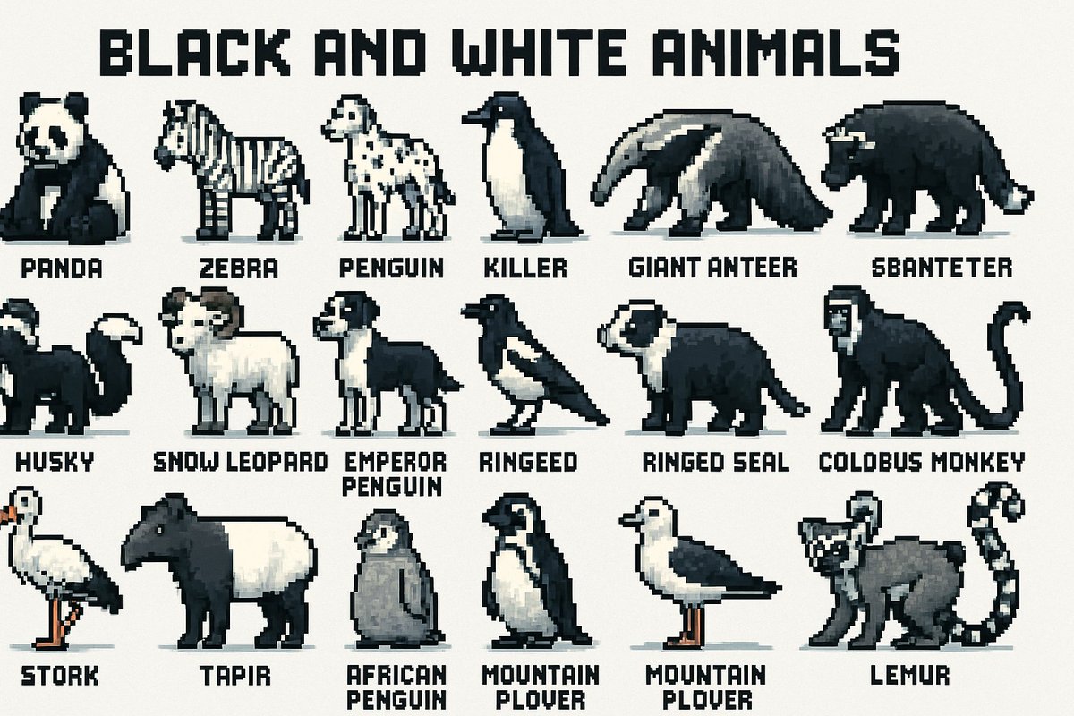 16-bit pixel art poster of black-and-white animals - Image 4