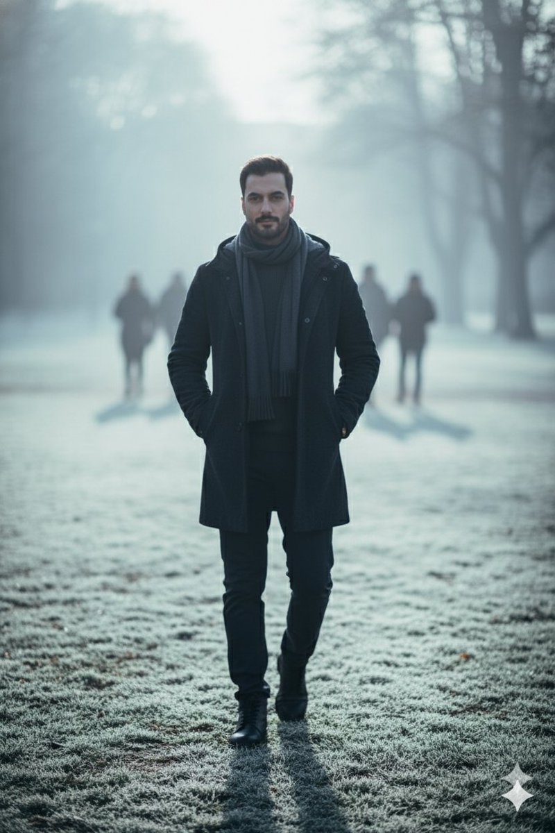 超现实冬季公园漫步肖像