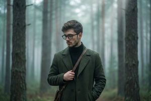 {
  "scene": "Solitary person walking through a dense pine forest",
  "description": "Ultra-photorealistic 4K cinematic portrait of a per...