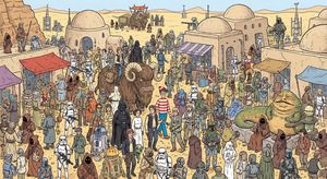 A where is waldo image showing all Star Wars characters on Tatooine

Author: CREACAS
Source: https://x.com/creacas/status/199158558754834...