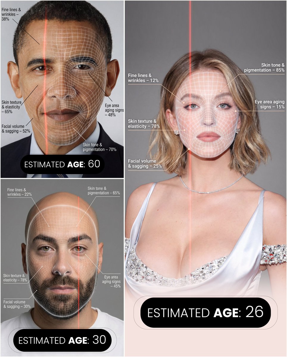 Futuristic facial age-checker infographic portrait - Image 1