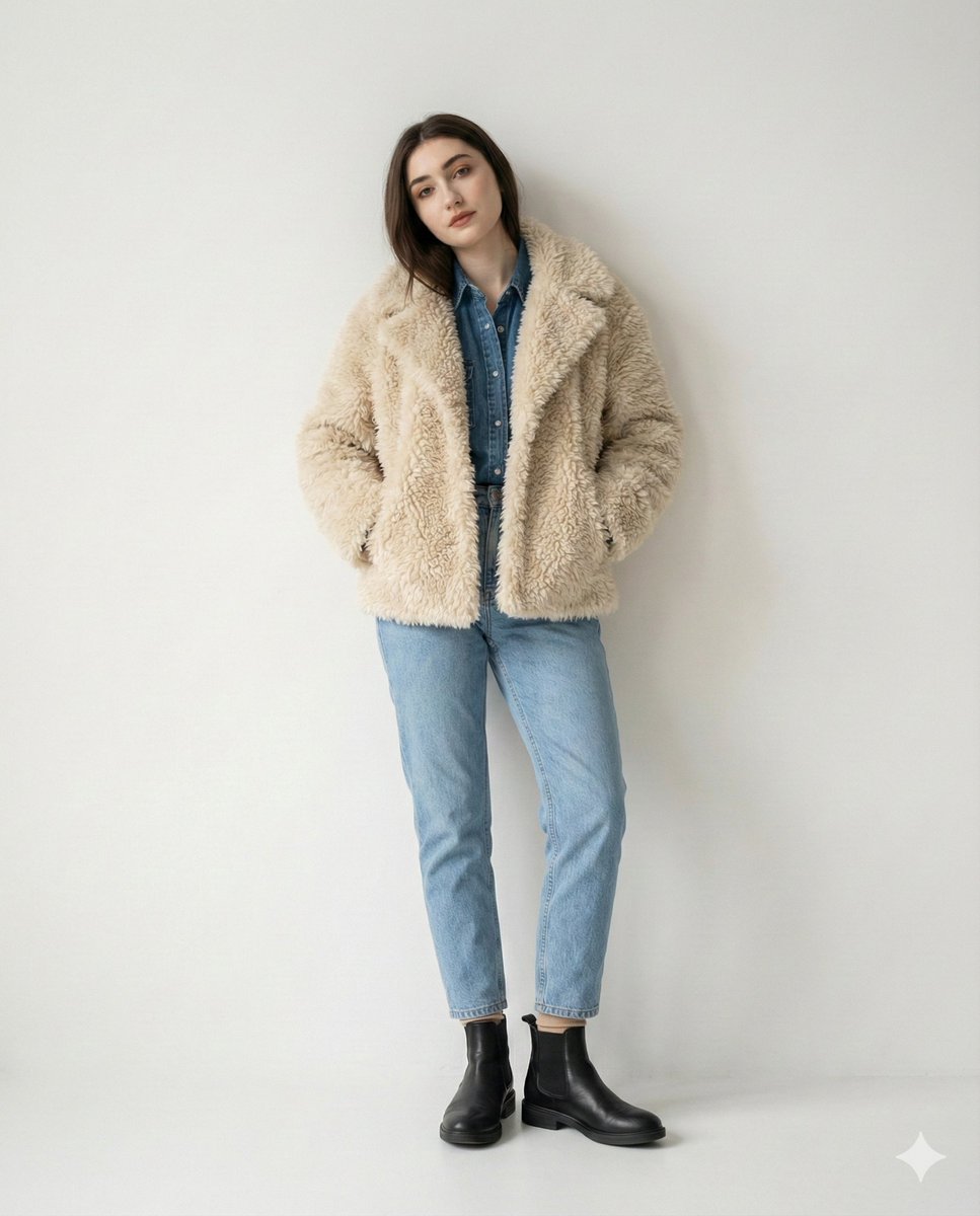 Editorial denim portrait preserving face identity - Image 2