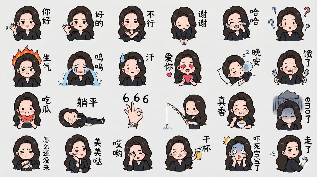 LINE-style Q-version emoji portrait grid - Image 3