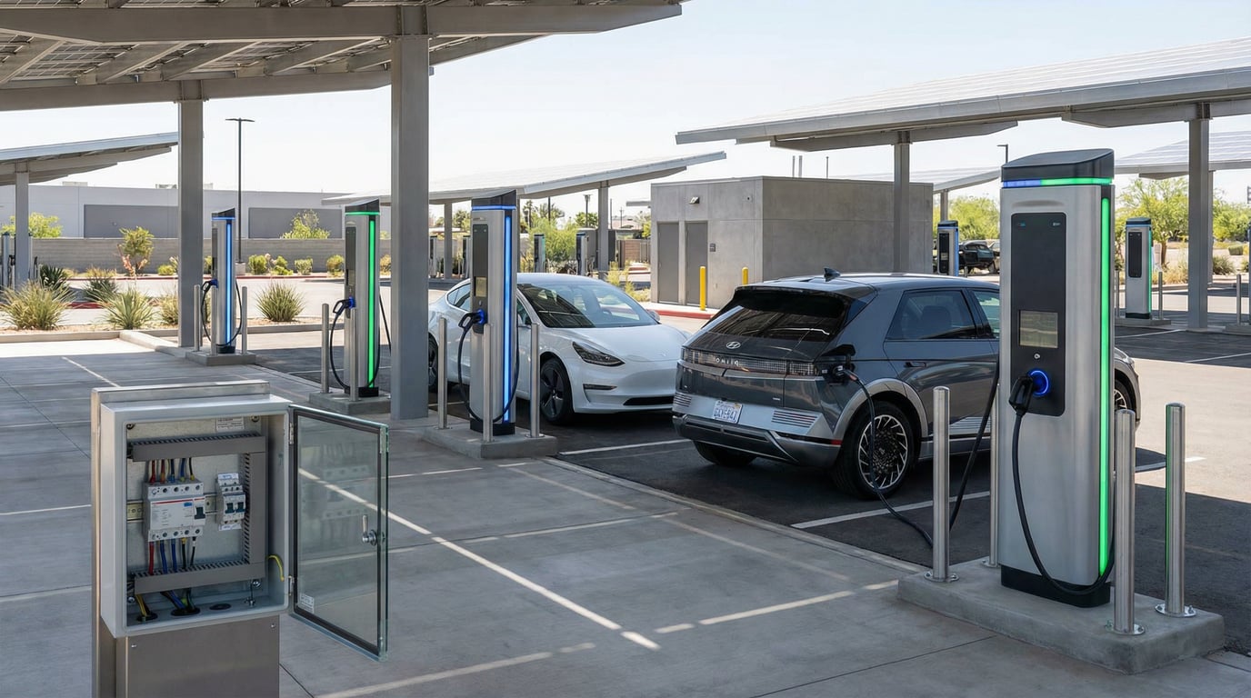 Commercial EV Charging Station with RCCB Protection