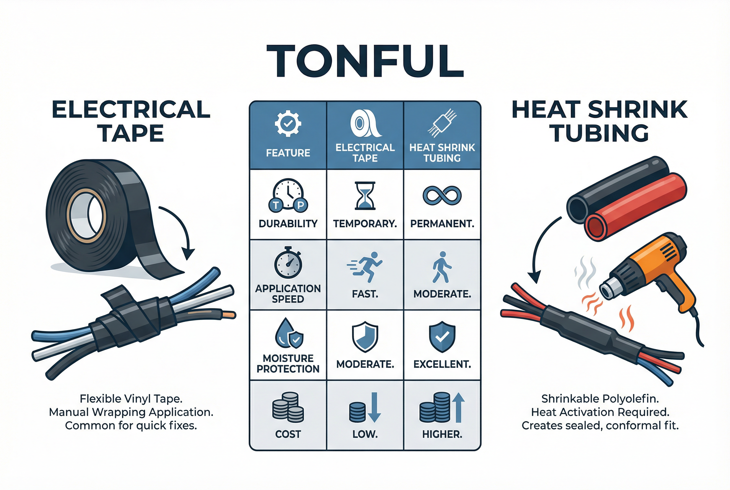 Electrical Tape vs Heat Shrink Comparison Chart