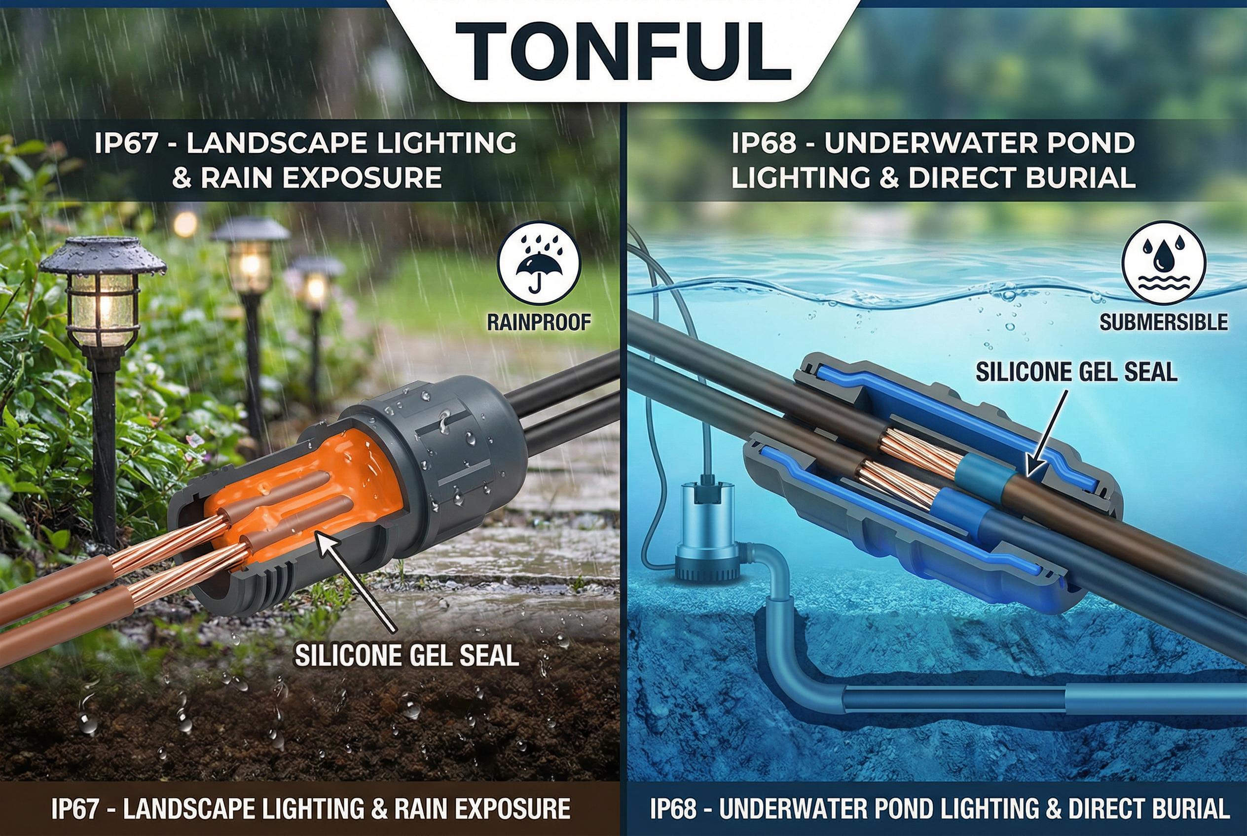 IP68 wire nut used for submersible pump connection