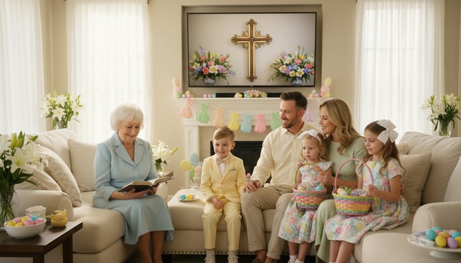 Easter Family Together with Screen Mirroring