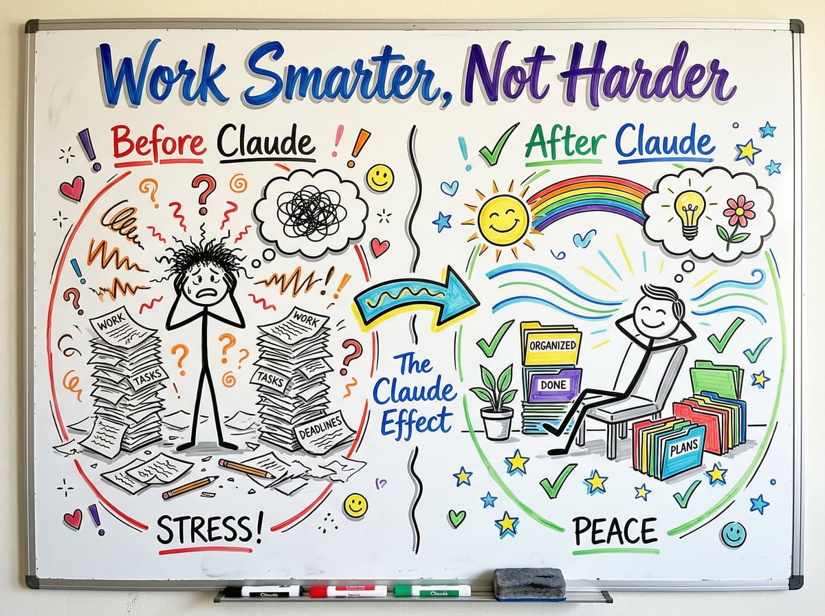 Whiteboard showing a comparison chart - left side 