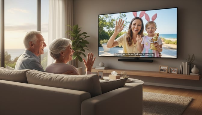 Easter Video Call on Big Screen