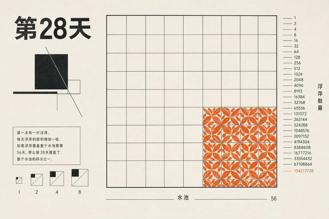 {"alt":"荷塘理论:第28天仅四分之一"}
