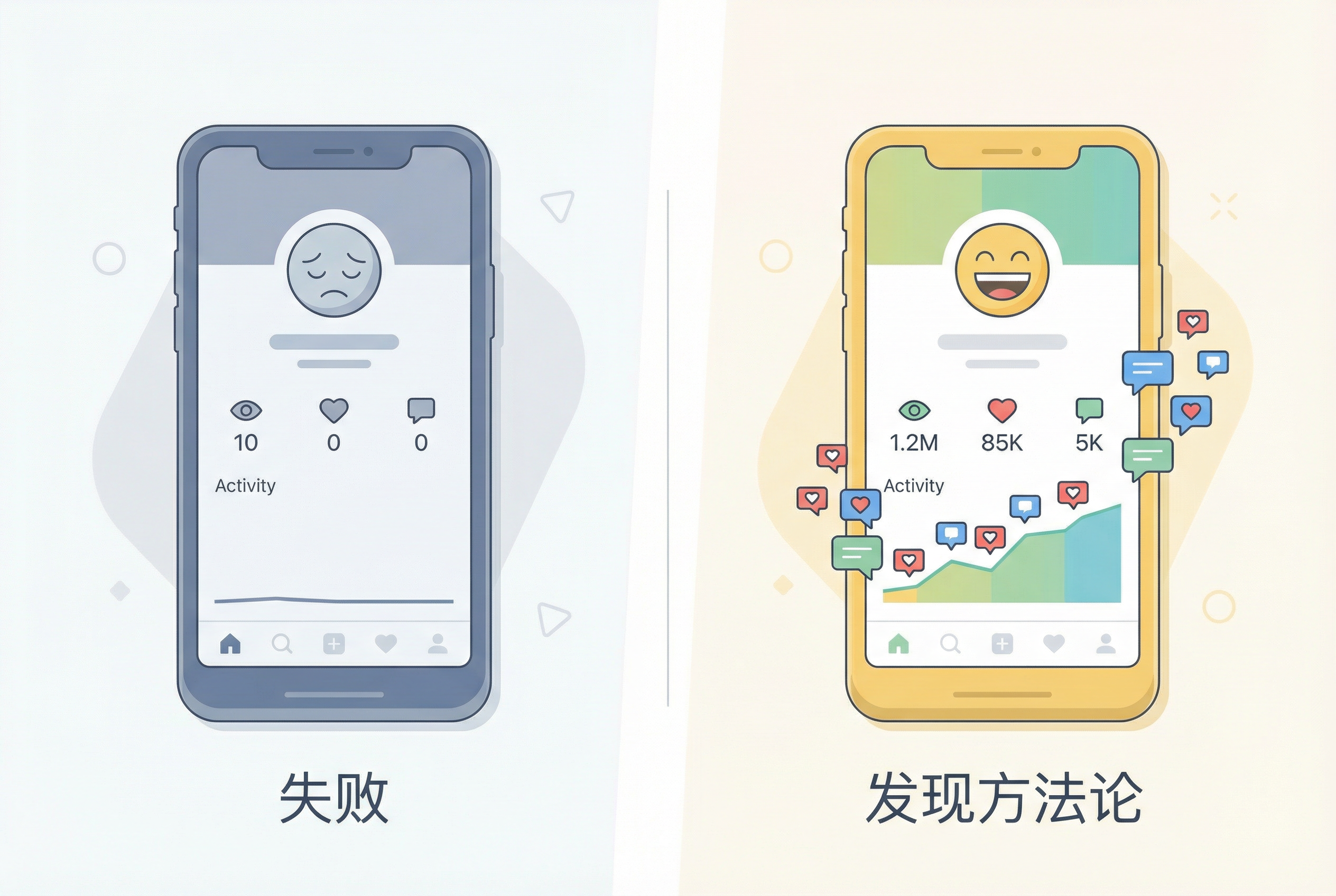 从失败到成功对比图