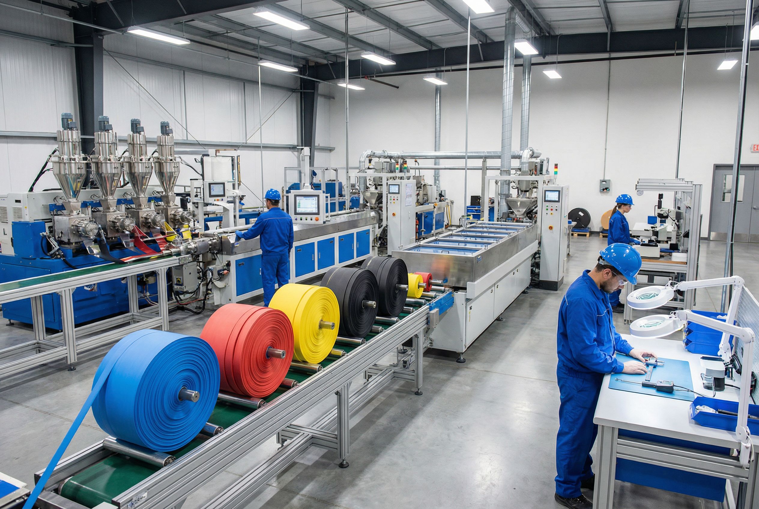 Neatly wound spools of heat shrink parent tubes awaiting processing at WILLELE factory, demonstrating the scale and order of industrial production.