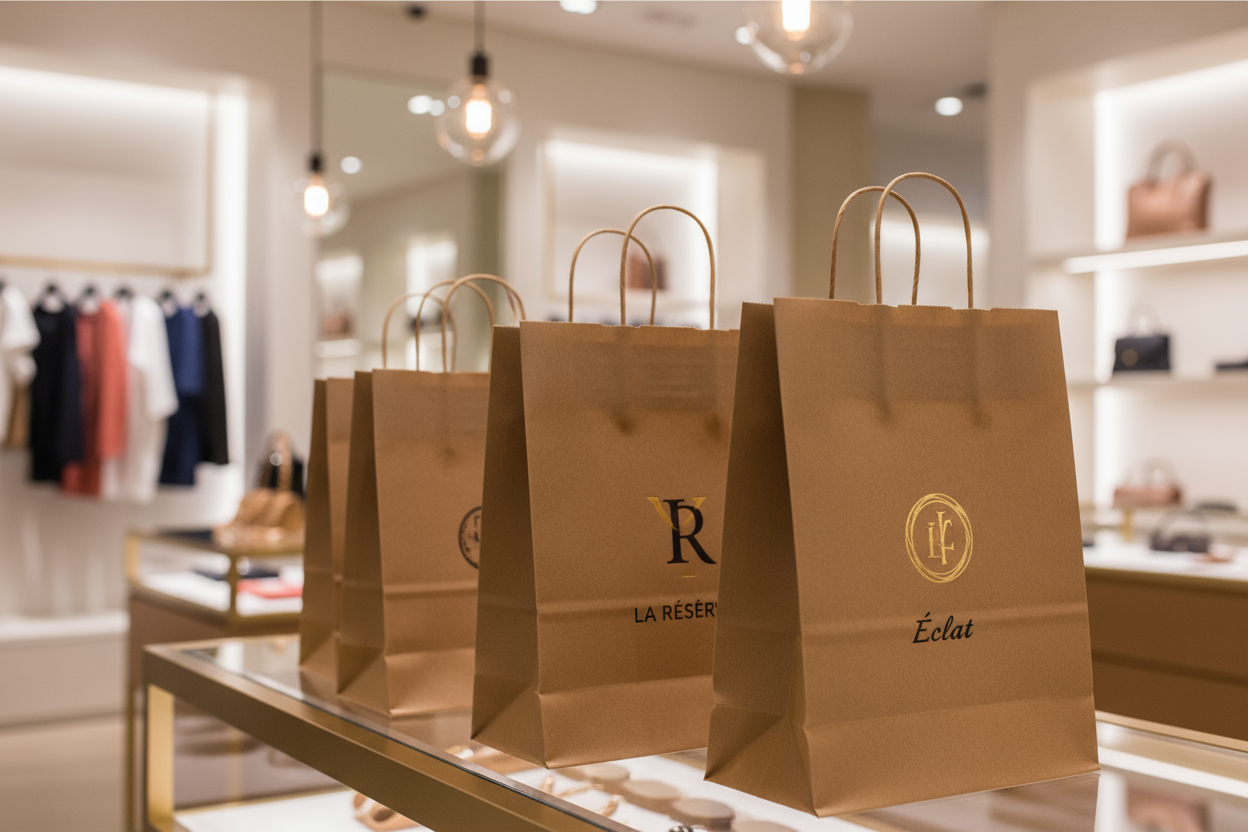 Elegant retail shopping bags with premium brand printing