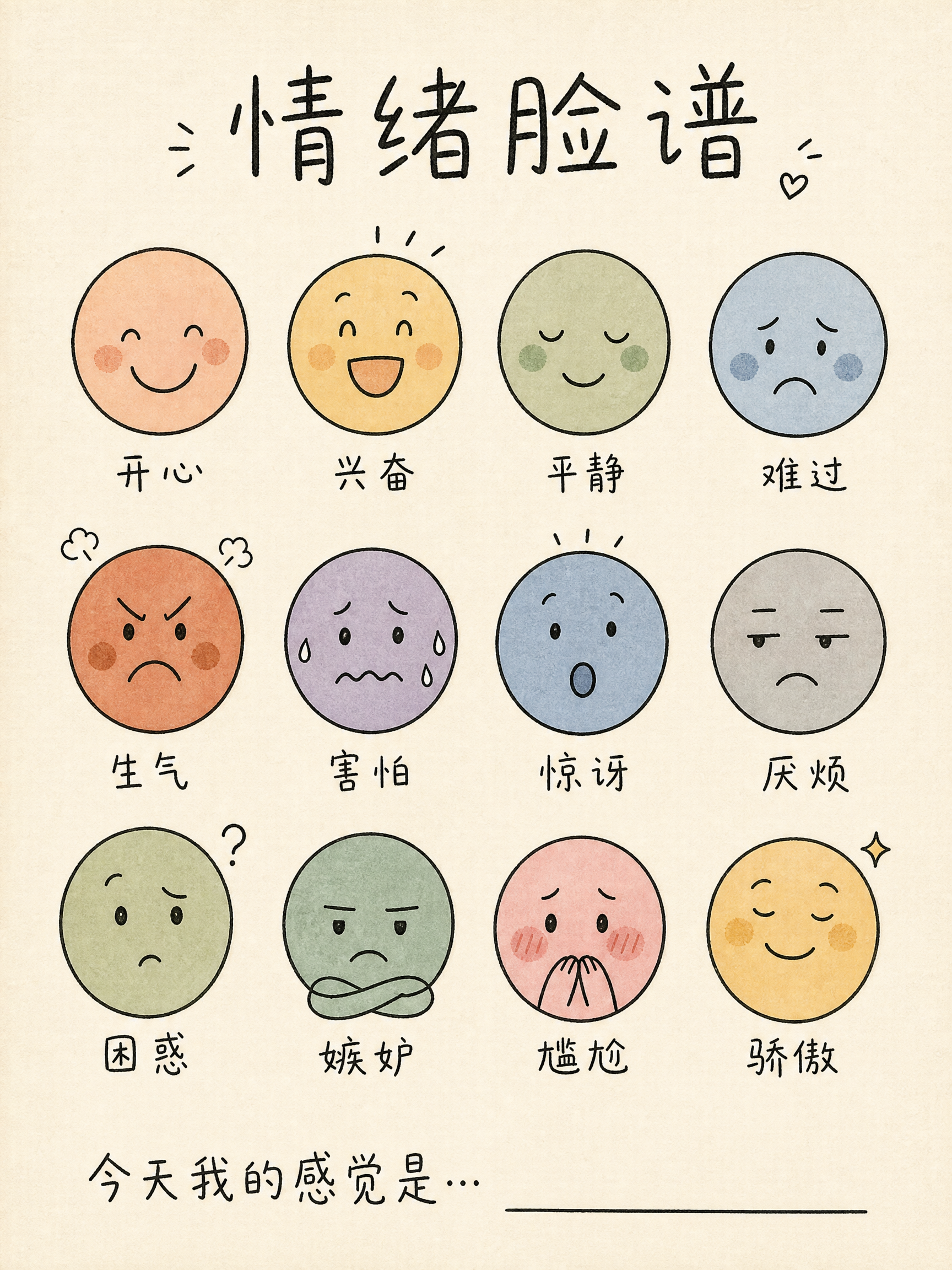 情绪脸谱·儿童可打印版