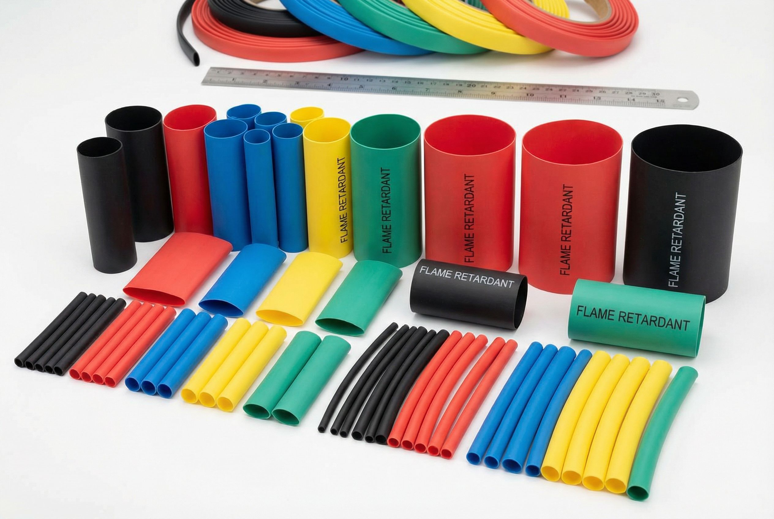 Display of various vibrant colors of heat shrink tubing provided by WILLELE, facilitating circuit identification and aesthetic design.