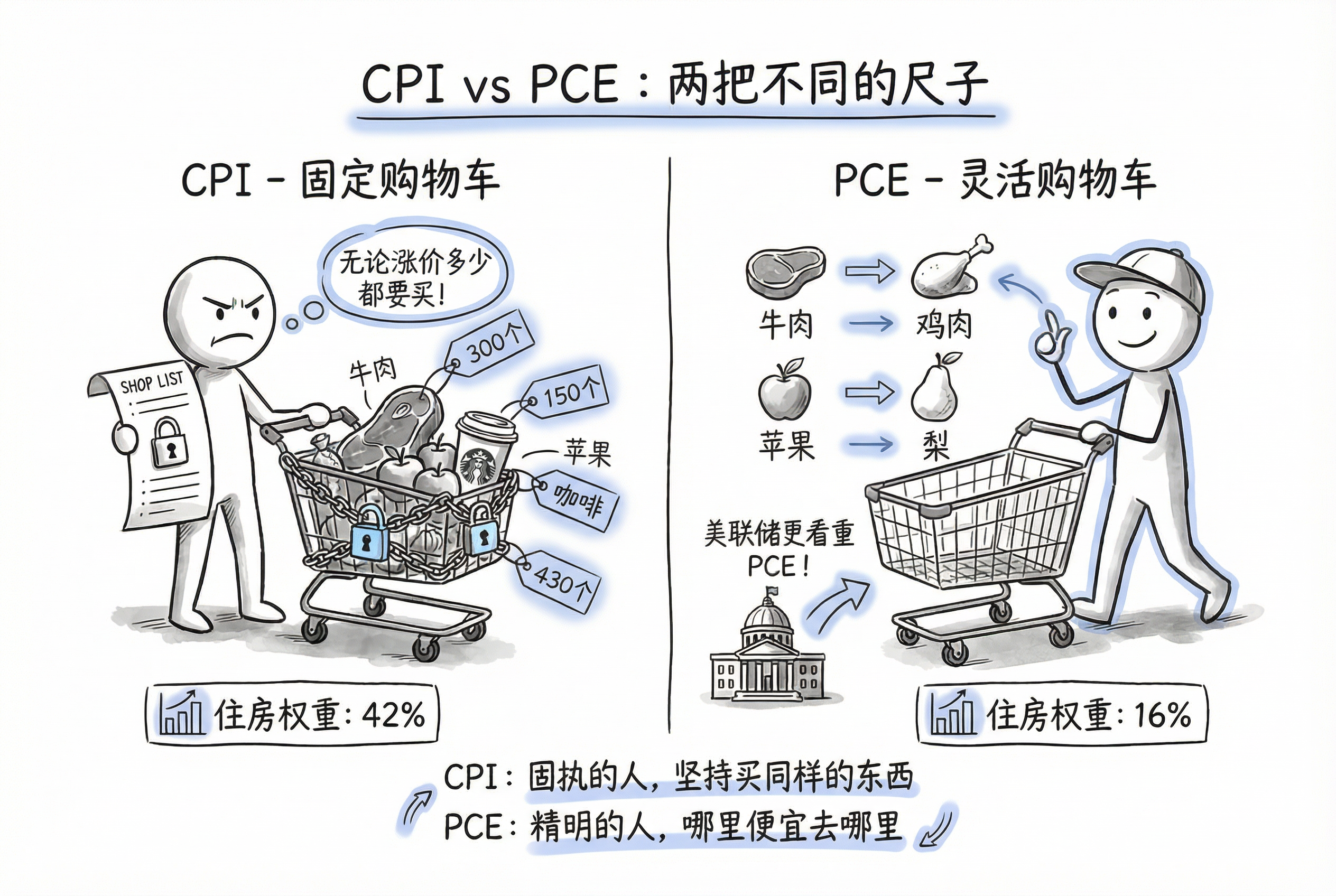 CPI vs PCE 对比图（蓝色版本）