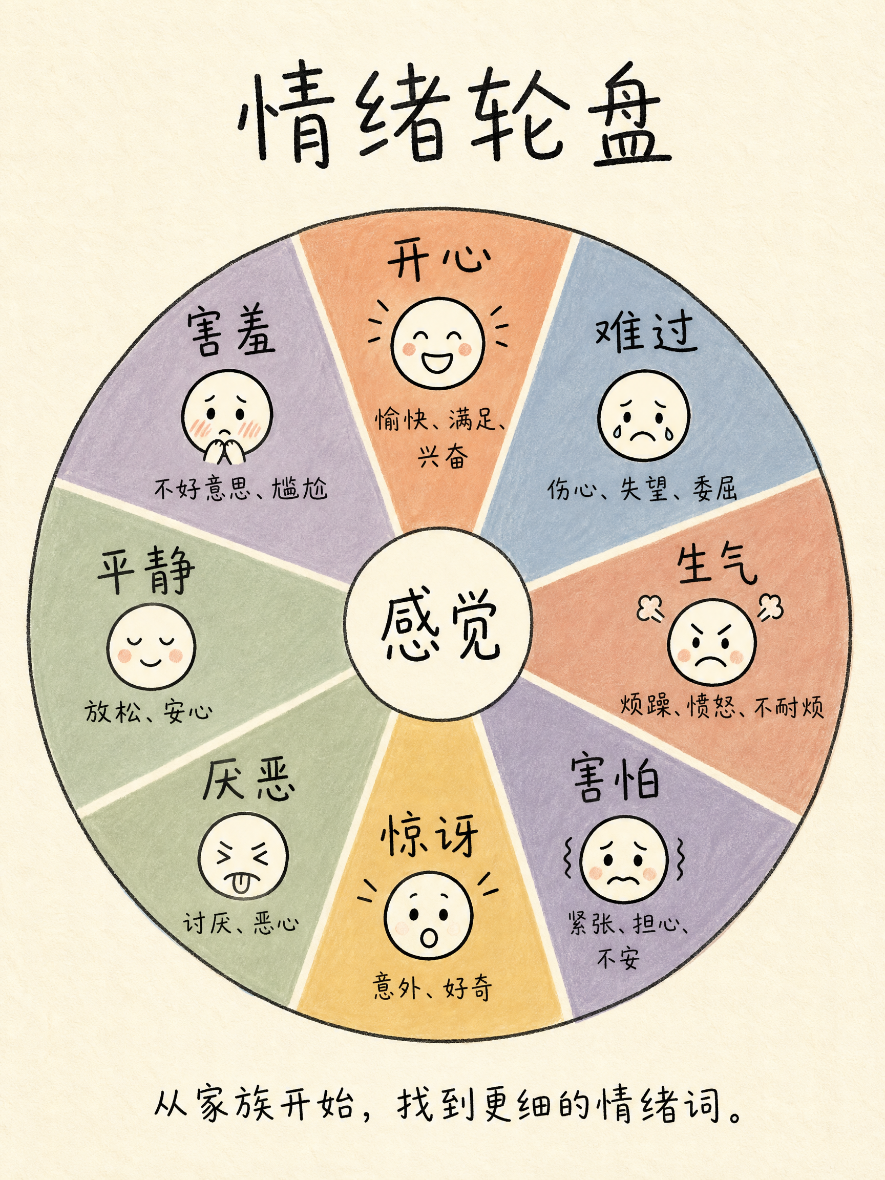 情绪轮盘·儿童可打印版