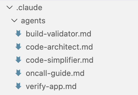 Subagent directory showing specialized automation agents