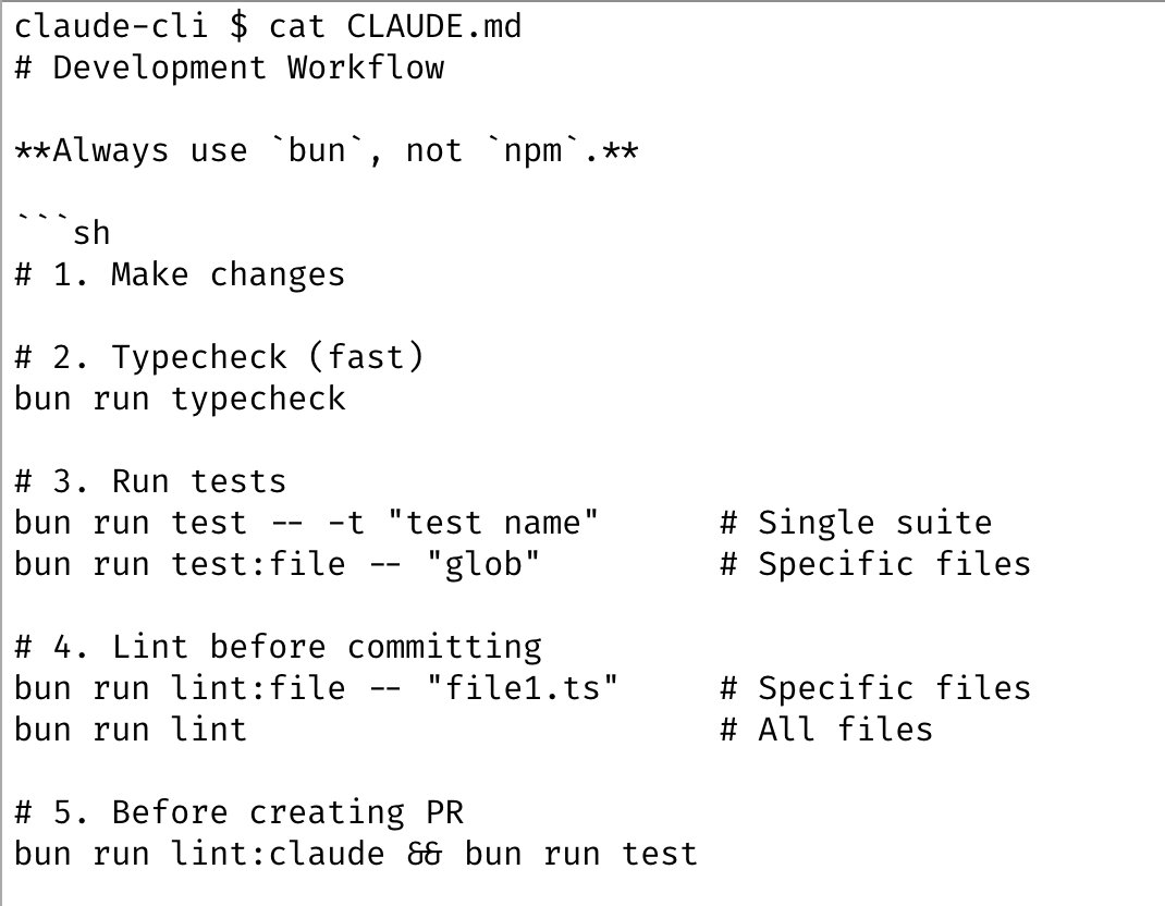 The team's shared CLAUDE.md file showing accumulated best practices and guidelines